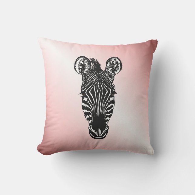 Coussin Zebra Head on Pink (Recto)