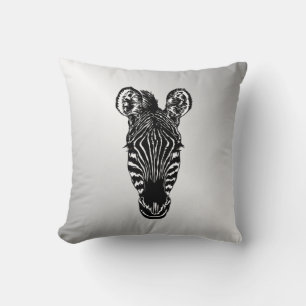 Coussin Zebra Head sur Silver