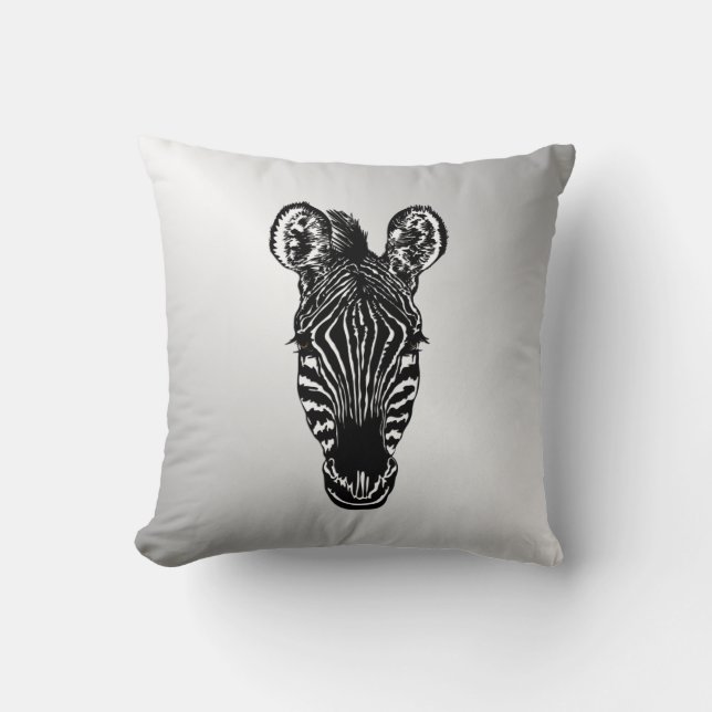Coussin Zebra Head sur Silver (Recto)