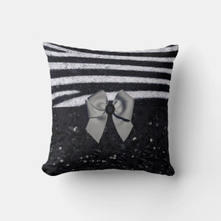 Coussin Zebra impression et Parties scintillant double fac