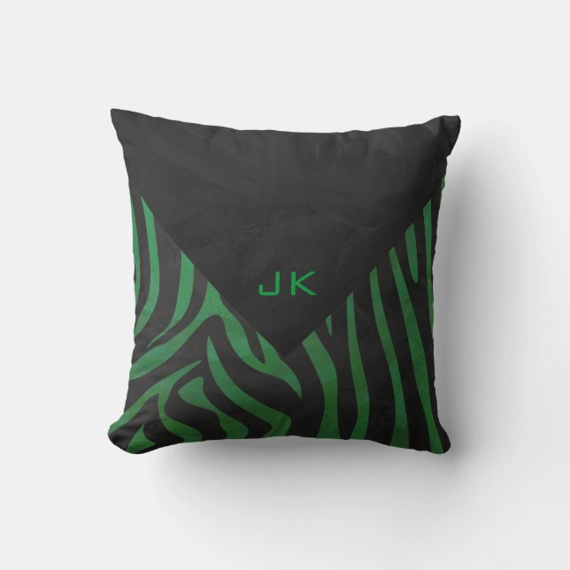 Coussin Zebra Monogramme noir et vert (Recto)