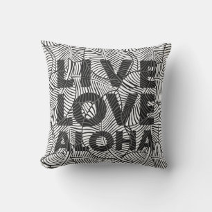 Coussin Zebra Palm Aloha Hawaiian Tropical Noir et Blanc