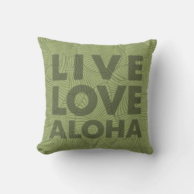Coussin Zebra Palm Aloha Hawaiian Tropical Olive Green (Recto)