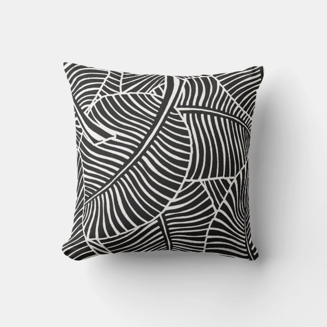 Coussin Zebra Palm Hawaiian Tropical Black and White (Recto)