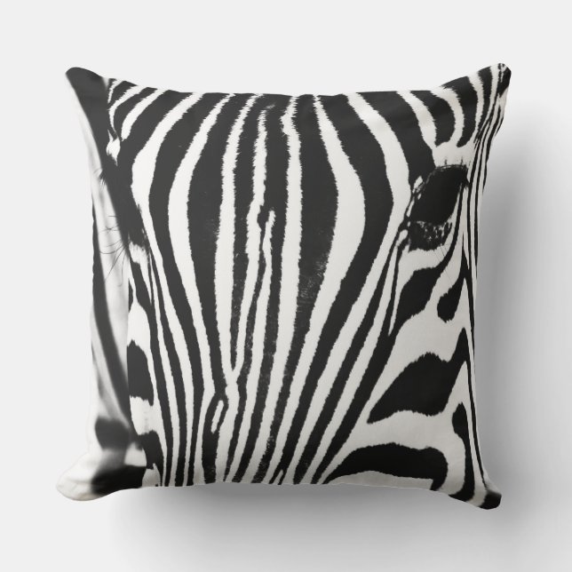 Coussin Zebra portrait noir et blanc (Recto)