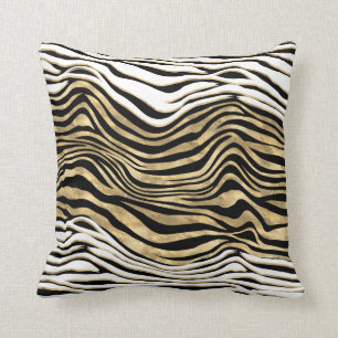 Coussin Zebra raypes poster de animal noir blanc or chic