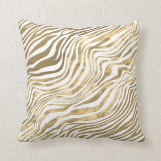 Coussin Zebra raypes poster de animal riche en or blanc ar