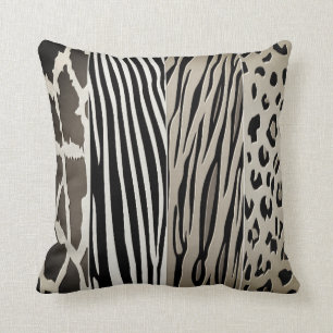 Coussin Zebra Stripe Imprimé De L'Animal Noir Et 
