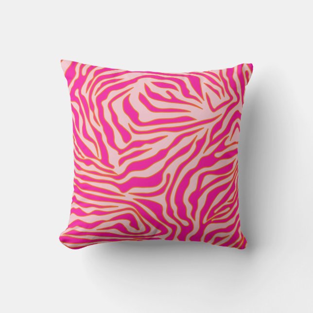 Coussin Zebra Stripes Pink Orange Wild Animal Prince (Recto)