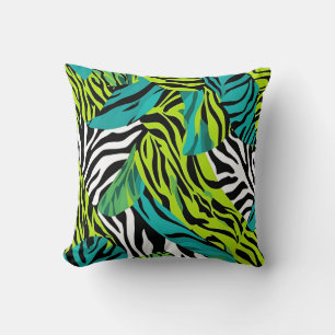 Coussin Zebra Stripes Poster de animal Motif Turquoise ver