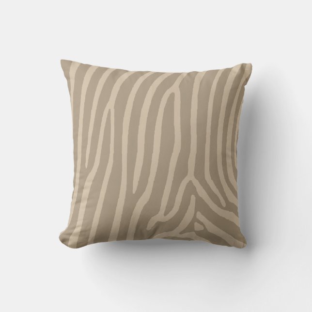 Coussin Zebra Stripes Tan et Crème (Recto)