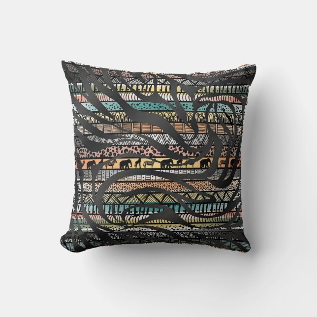 Coussin Zebra, un Motif africain tribal branché Imprimer (Recto)