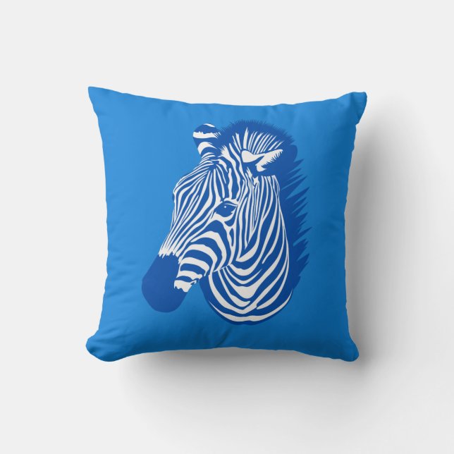 Coussin Zèbre Bleu (Recto)