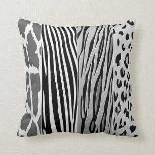Coussin Zèbre Bleu Et Blanc Imprimé