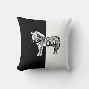 Coussin Zèbre classique noir et blanc
