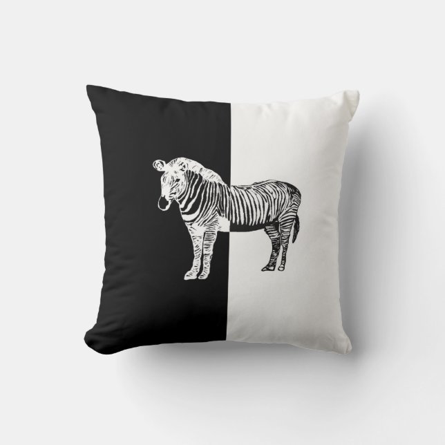 Coussin Zèbre classique noir et blanc (Recto)
