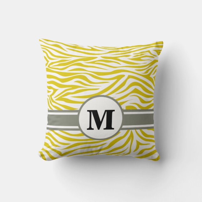 Coussin Zèbre de Poppy Golden avec Monogramme (Recto)