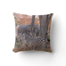 Coussin Zèbre et Eléphants