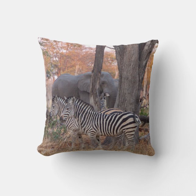 Coussin Zèbre et Eléphants (Recto)