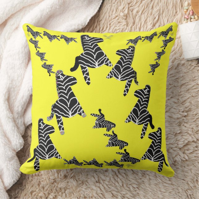 Coussin Zèbre jaune sauvage moderne (Couverture)