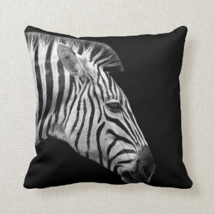 Coussin Zèbre jungle sauvage africaine photo d'animal noir