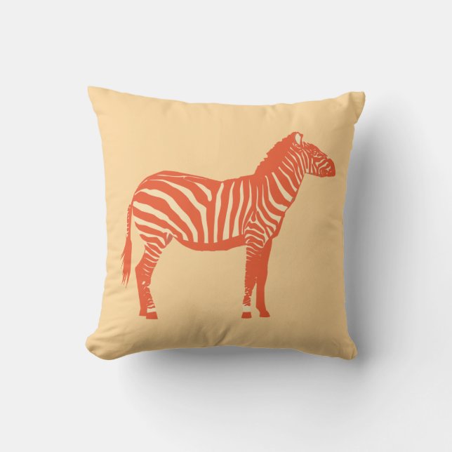 Coussin Zèbre - Mandarin et orange clair (Recto)