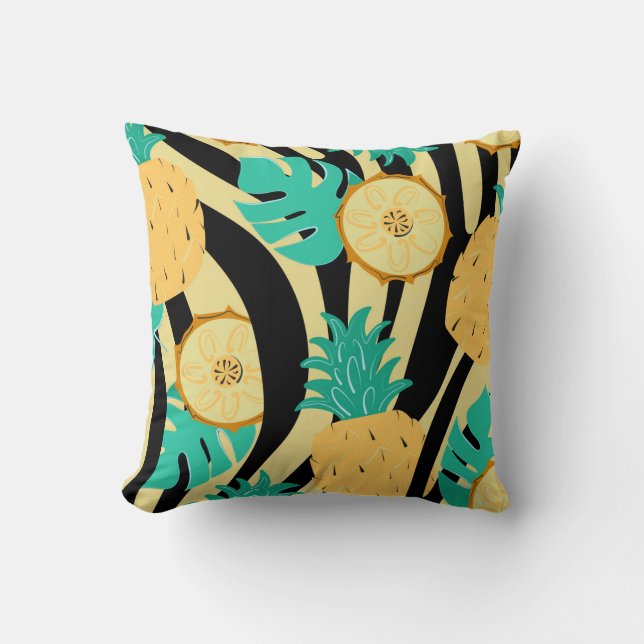 Coussin Zèbre, monstère, ananas : motif d'été. (Recto)
