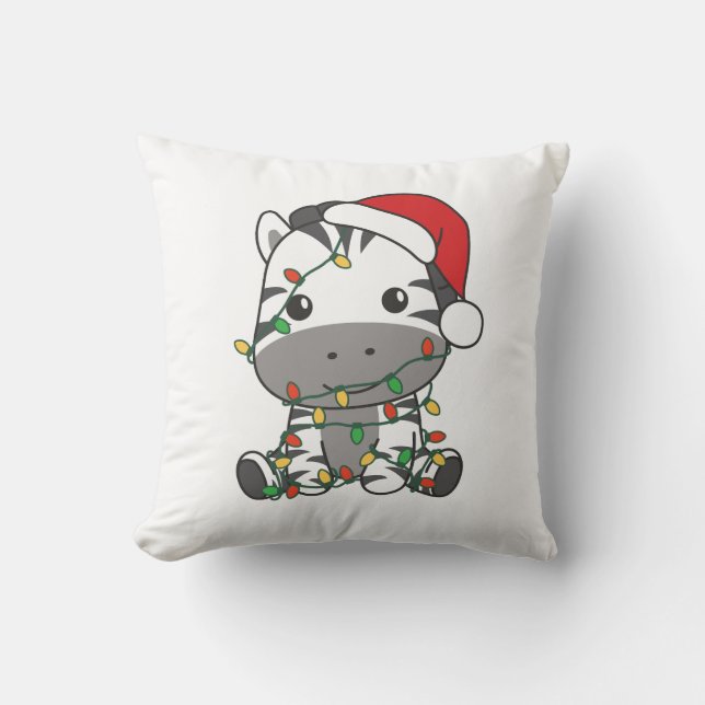 Coussin Zèbre Noël Animaux d'hiver Fêtes Zèbres (Recto)