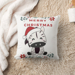 Coussin Zèbre Noël Zèbres Animaux d'hiver