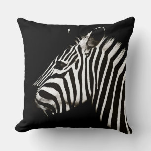 Coussin Zèbre noir et blanc rayures Animal