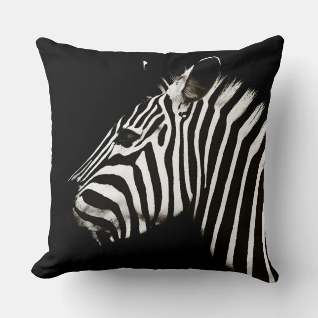 Coussin Zèbre noir et blanc rayures Animal (Recto)