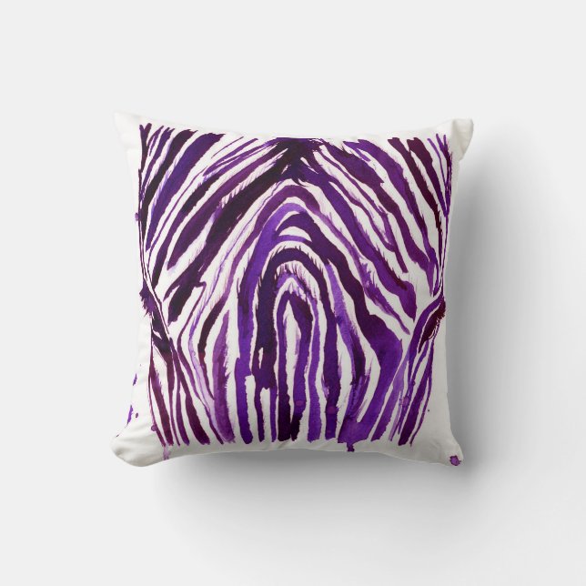Coussin Zèbre pourpre d'aquarelle (Recto)