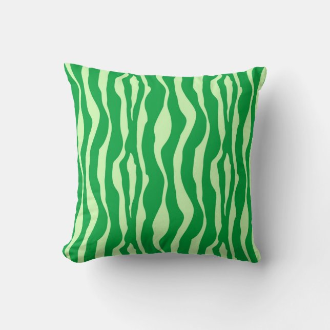 Coussin Zèbre rayures - Tons de Lime Vert (Recto)