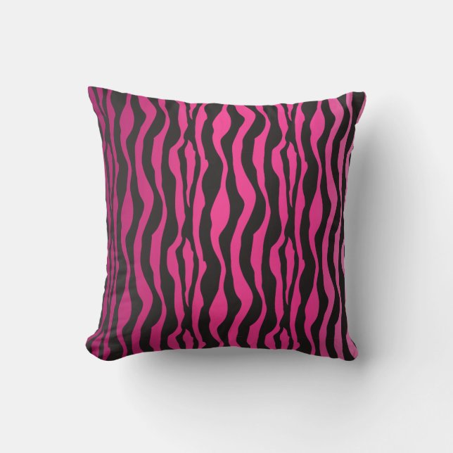 Coussin Zèbre rose noir (Recto)