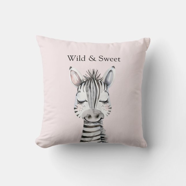 Coussin Zèbre Rose Sauvage & Sucré (Recto)