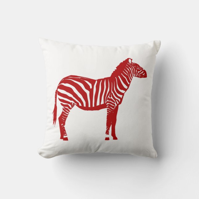 Coussin Zèbre - Rouge profond et blanc (Recto)