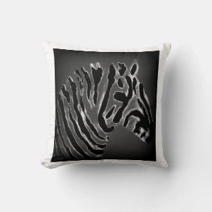 Coussin Zèbre sauvage noir et blanc