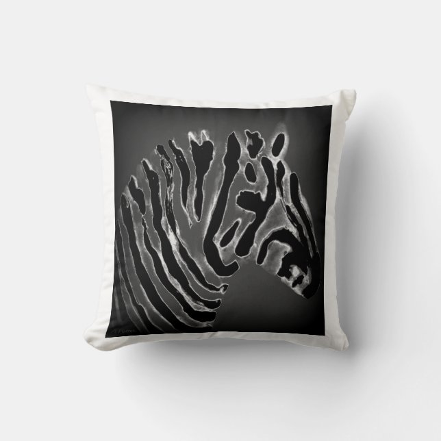 Coussin Zèbre sauvage noir et blanc (Recto)