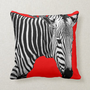 Coussin Zèbre sur le rouge - couleur de personnaliser