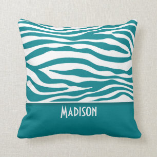 Coussin Zèbre Turquoise foncé - Grandes bandes; Personnali