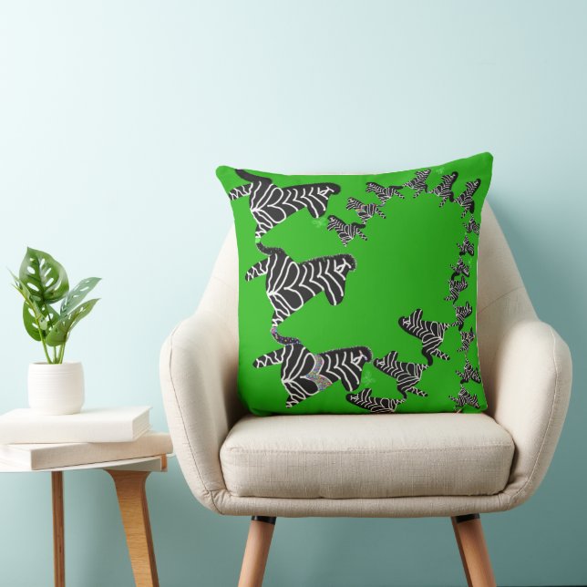 Coussin Zèbre vert sauvage moderne (Chaise)