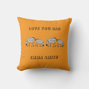 Coussin Zèbres kényans mignons et heureux Orange
