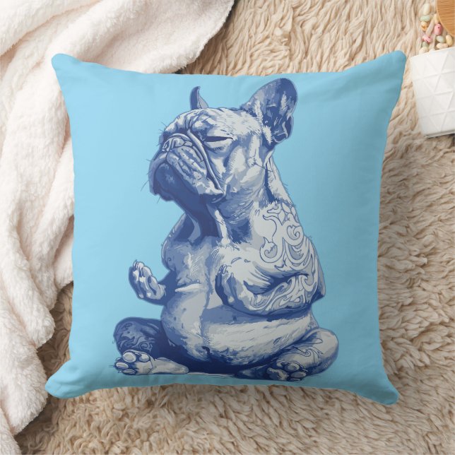 Coussin Zen Bulldog en position de méditation Art (Couverture)