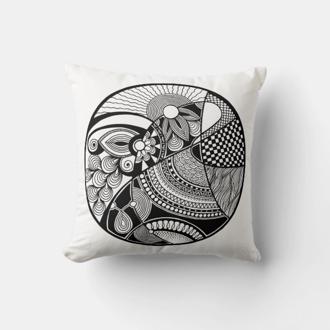 Coussin Zendala abstrait sur le cercle (Recto)
