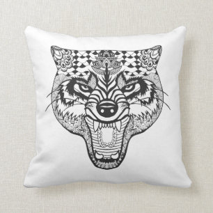 Coussin Zentangle a inspiré le loup