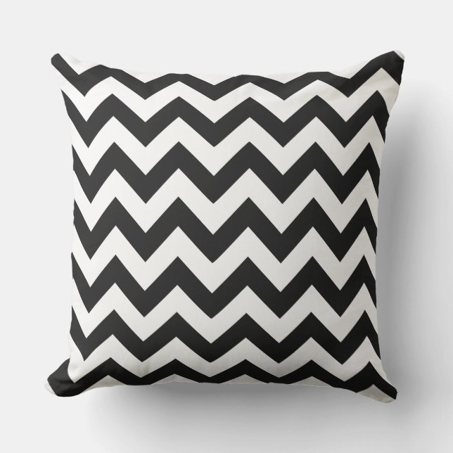 Coussin Zig Zag Black & White Striped Outdoor Decor (Recto)