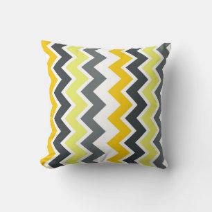 COUSSIN ZIG- ZAG, JAUNE & GRAY
