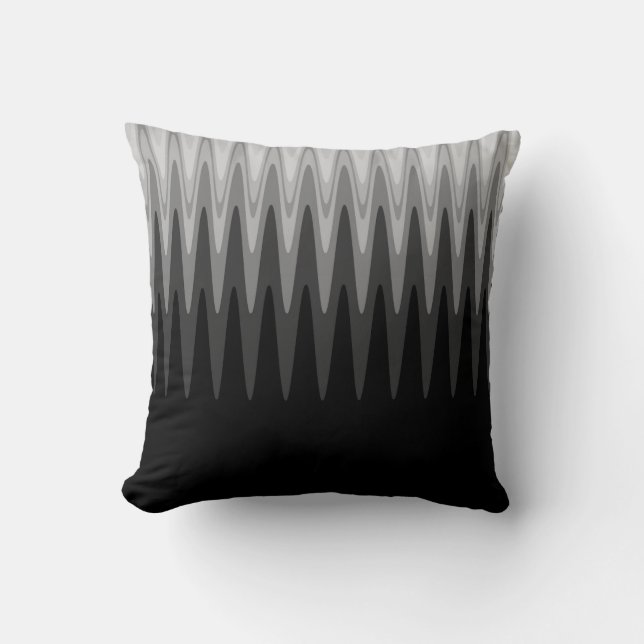 Coussin Zig Zag Motif gris-noir Jeu d'oreiller (Recto)