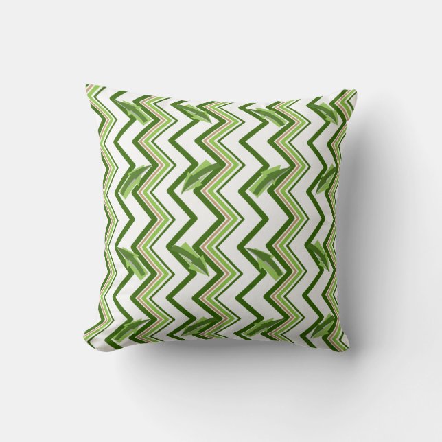 Coussin Zig Zag vert rayures et flèches (Recto)