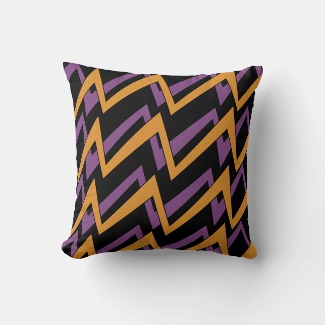 Coussin Zig Zags Halloween Orange Violet   (Recto)